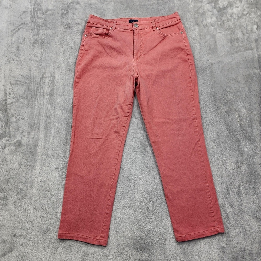Vintage Basic Editions Jeans Womens 14 Pink Mid Rise Straight Leg Stretch Casual